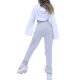 COMFY HOODIE white + TIE PANTS grey | SET