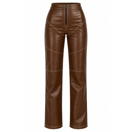 BROWN WASP - leather pants