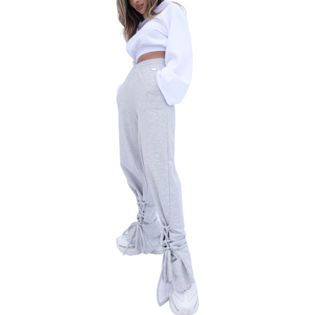 COMFY HOODIE white + TIE PANTS grey | SET